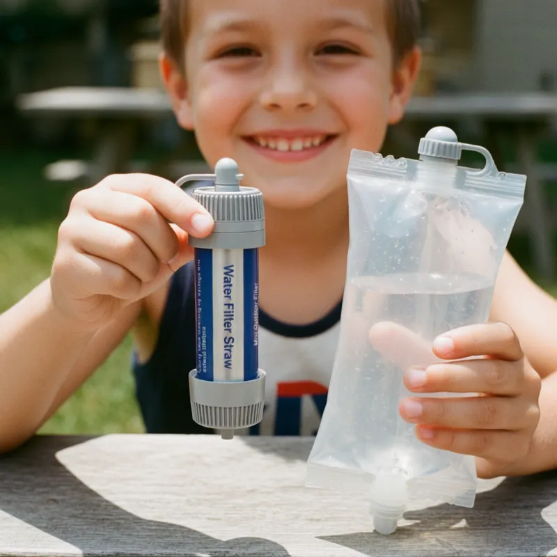 A child is holding Survival Sip